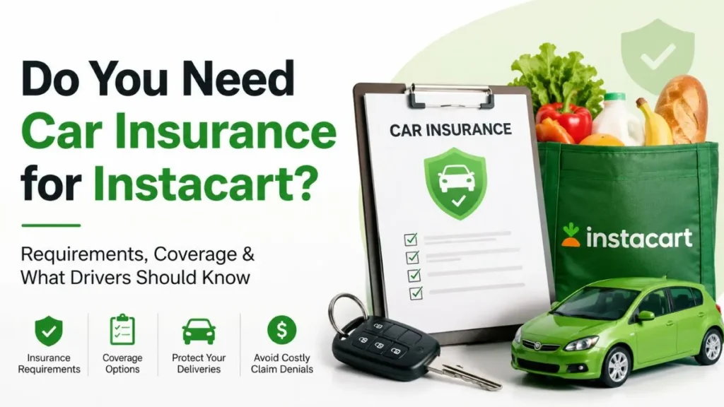 Do you need car insurance for Instacart? Illustration showing insurance coverage for Instacart delivery drivers.