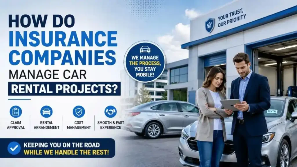 Insurance claims adjuster managing a rental car during an auto insurance claim process.