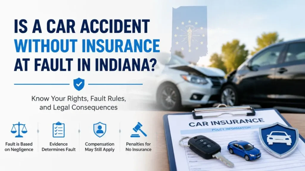 Car accident without insurance at fault in Indiana showing insurance rules, fault determination, and legal consequences