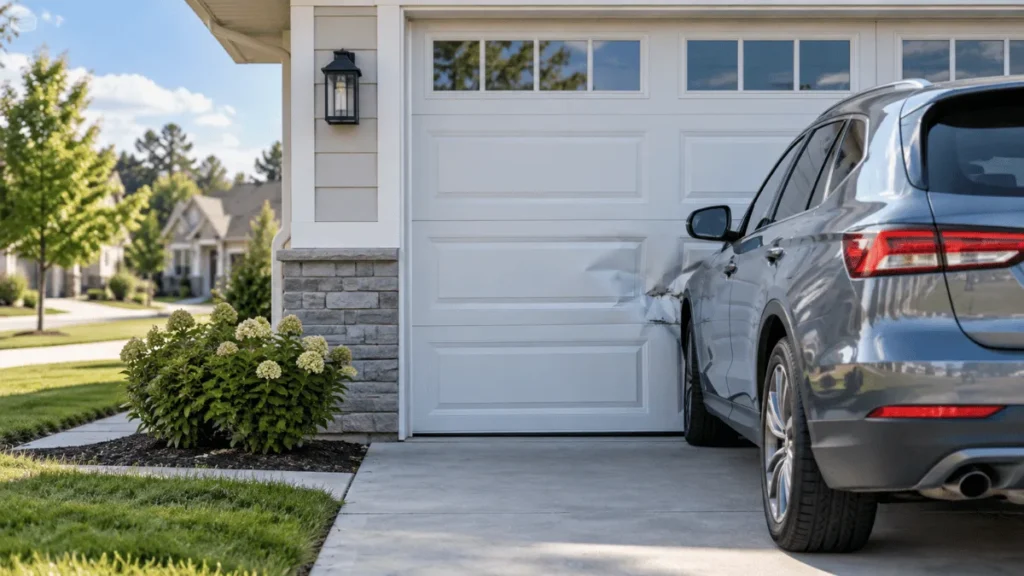 Homeowners insurance garage door damage caused by a car